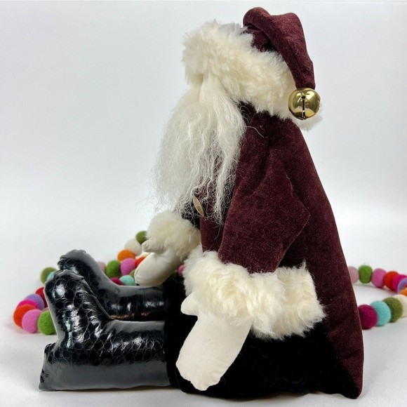 Woof & Poof 24" Plush Santa 2011 Shelf Sitter Velvet Pants Real Fur Collectible - Picture 5 of 14